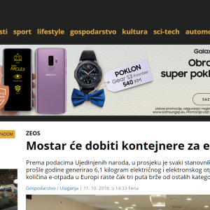 Mostar će dobiti kontejnere za e-otpad