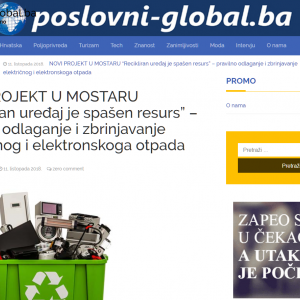 Novi projekat u Mostaru “Recikliran uređaj je spašen resurs” 
